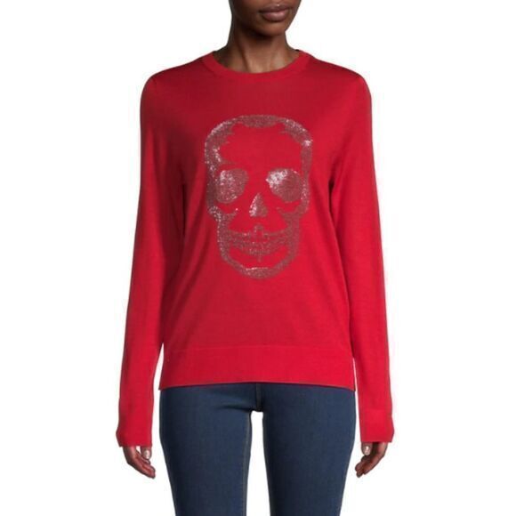 ZADIG & VOLTAIRE red Miss Skull Merino-Wool Sweater - Picture 1 of 3